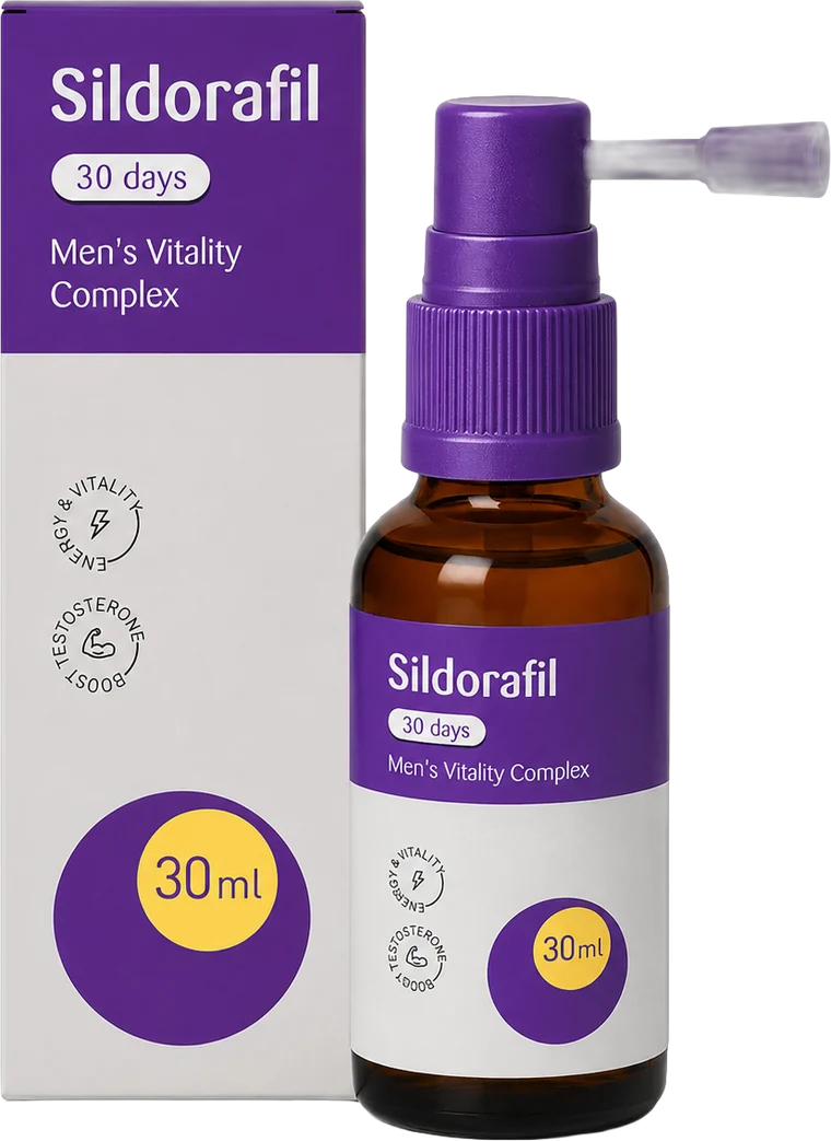 Sildorafil men's vitality oral spray, 30 ml bottle and box